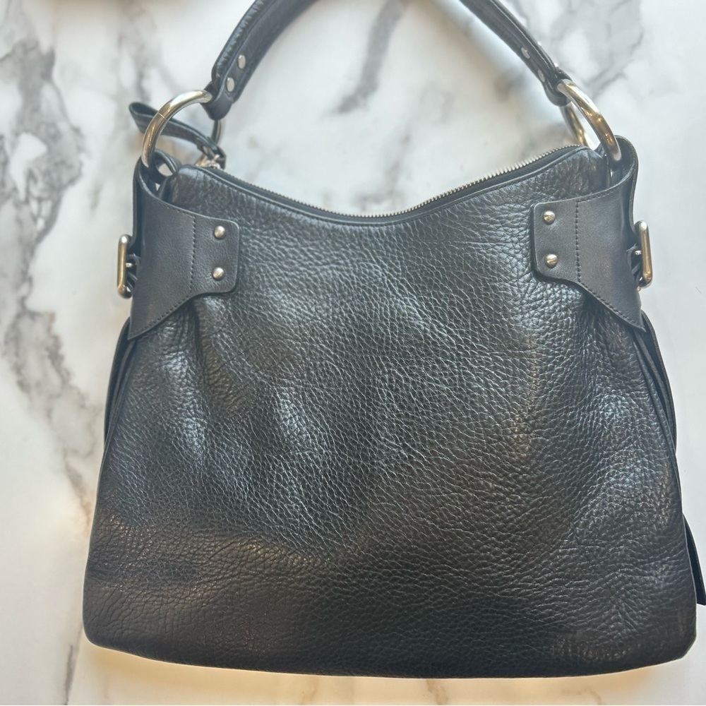 Dkny Silver Ring Leather Black Handbag